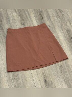 Sunday Best Casual Rust-Tone Tatiana A-Line Mini Skirt with Side Slit